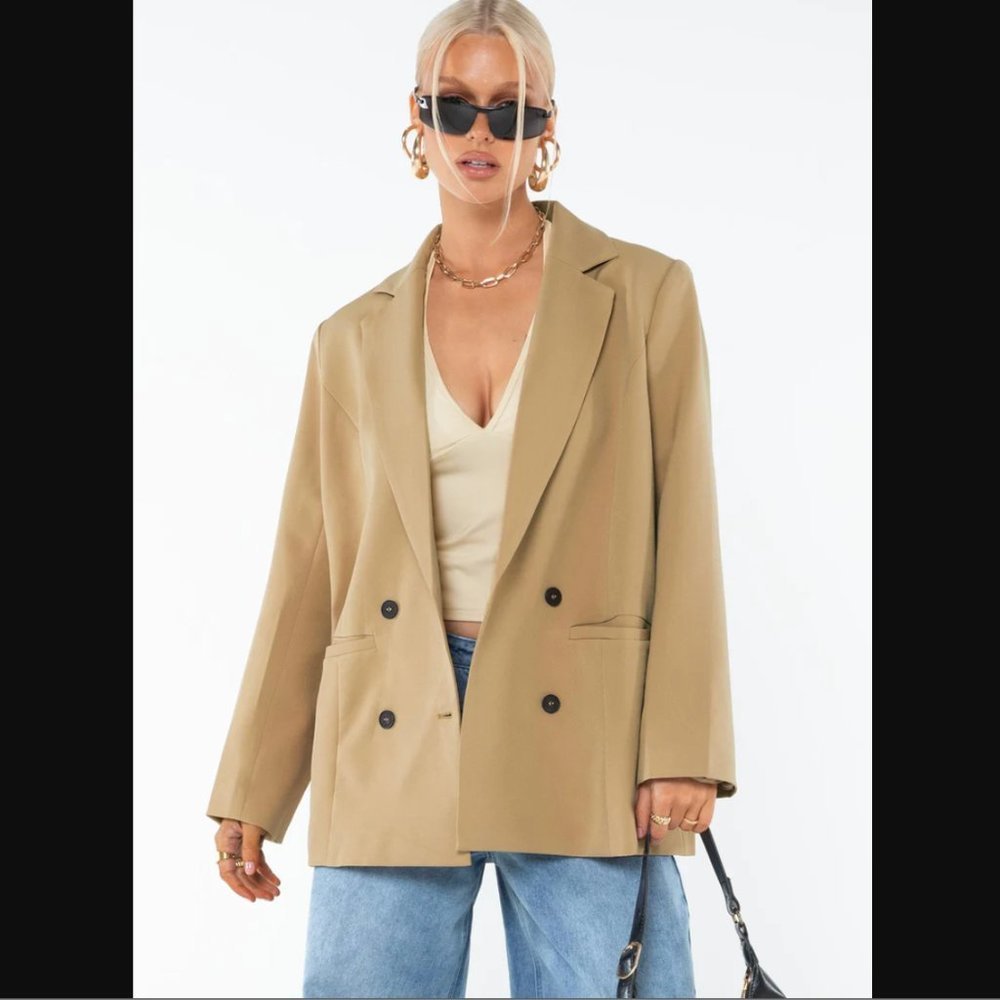 Princess Polly Lioness Wyoming Mocha Tan Oversized Blazer XL - Picture 3 of 11